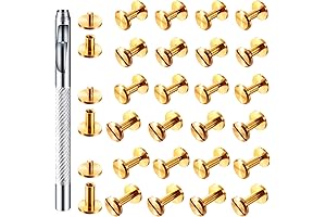 60-Piece Gold-Plated Brass Chicago Screws For LeatherCraft