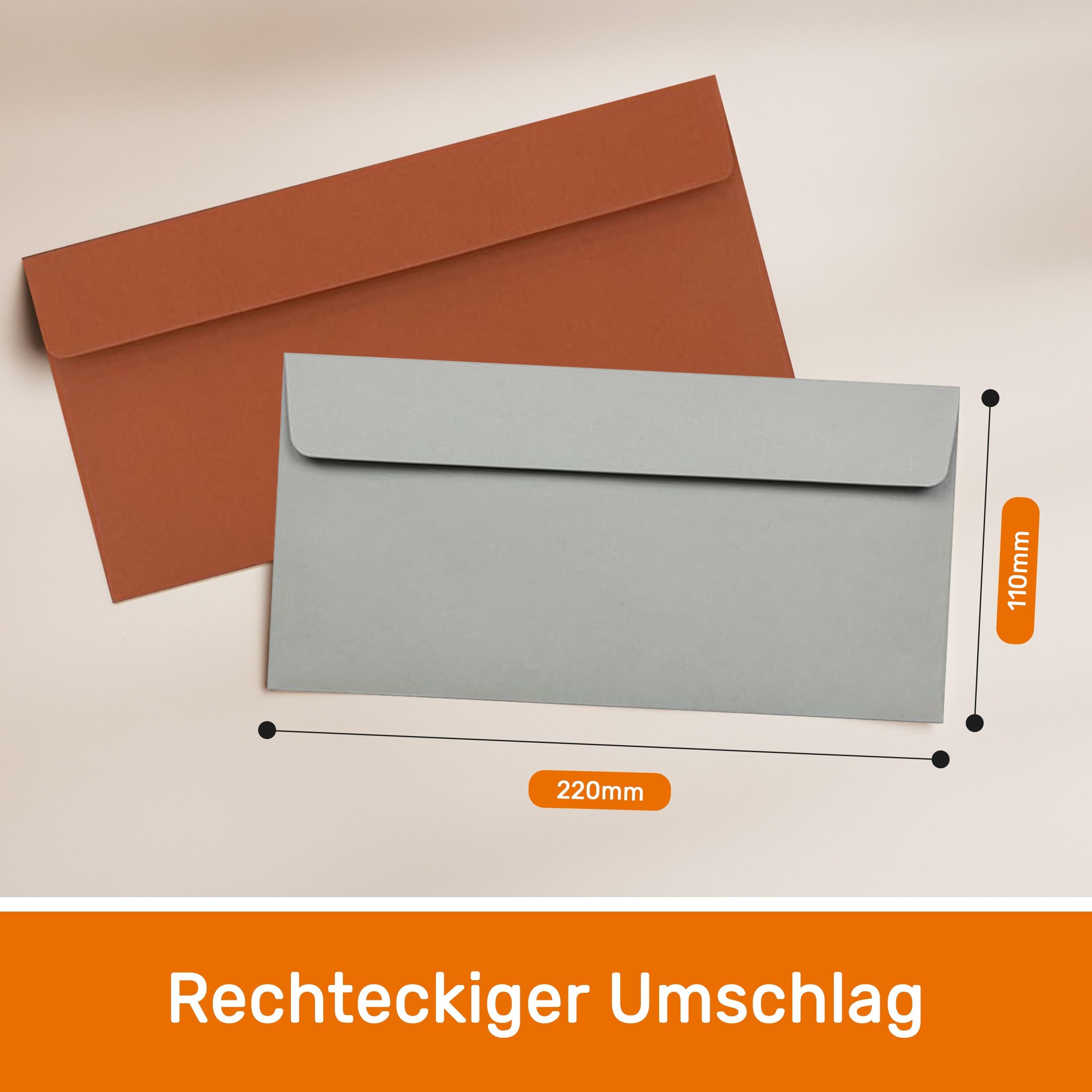 Umschläge, DIN Lang (220 x 110 mm), selbstklebend, Creme | Hochwertige Papierumschläge im 200er-Pack mit hoher Reißfestigkeit und langlebigem Haftklebestreifen.