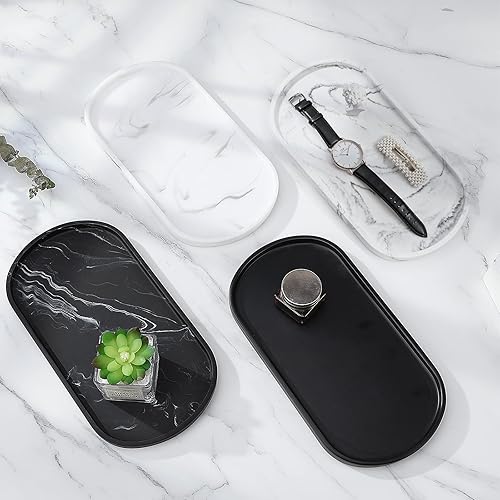 Miniatura 4 de Luxspire Bandeja de tocador de baño, bandeja de cocina de resina hecha a mano, bandeja ovalada para tanque de inodoro, bandeja organizadora de