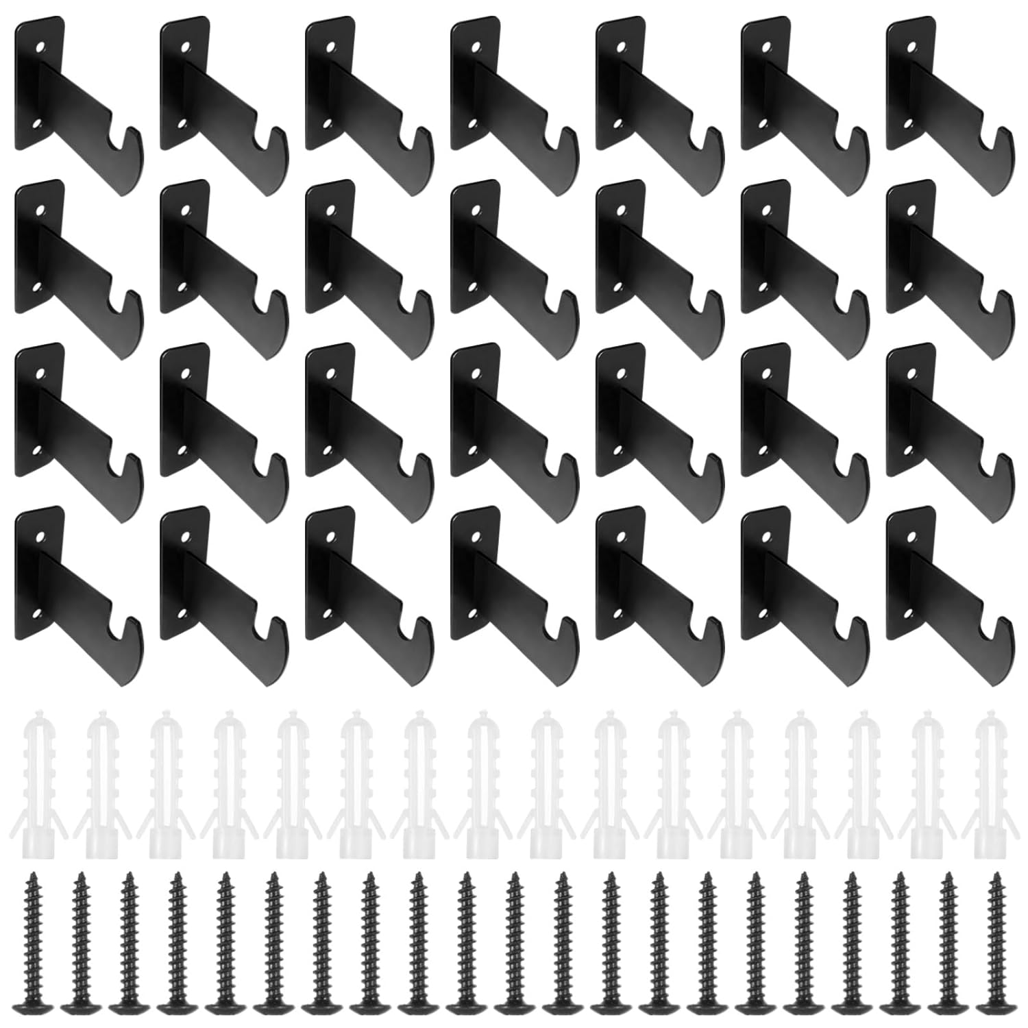 30 Pcs Gridwall Mount Brackets, Metal Grid Wall Hangers with Screws, Wire Grid Panel Hanging Hooks, Space Saving Gridwall Accessories for Wall Display, Organization