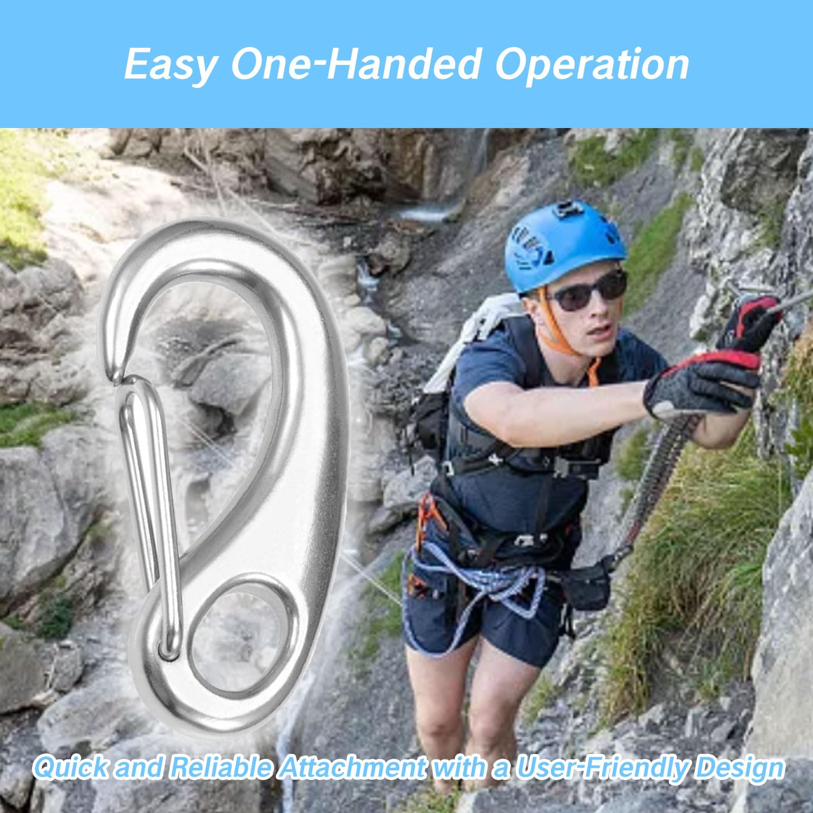 YAFIYGI 2 Pack 2.75 Inch Stainless Steel Carabiners Marine Grade Clips with Snap Hooks Heavy Duty Carabiner Clips for Boat Rigging Rope Fender Camping Hiking Wire Gate Applications