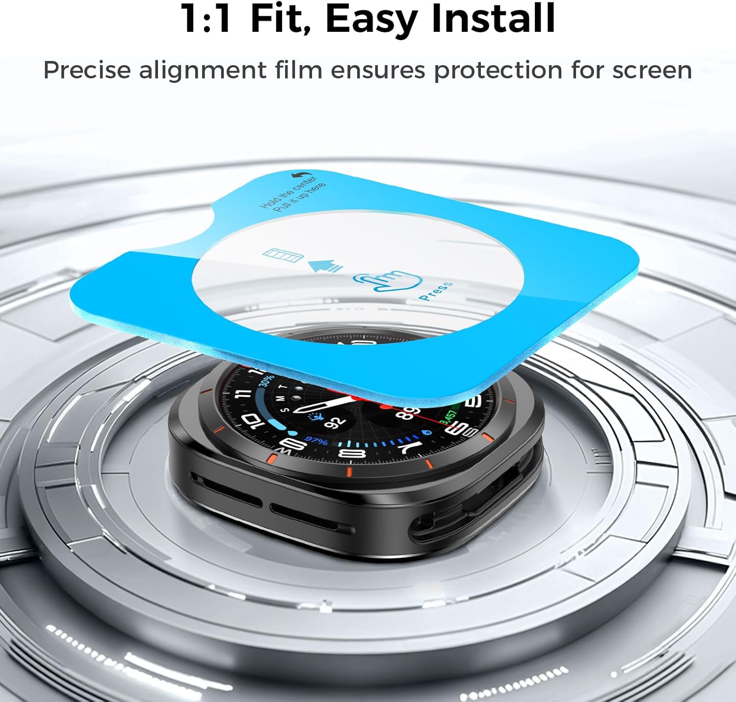 Goton Rugged Band for Samsung Galaxy Watch 8 Ultra Case with Band & Screen Protector for Galaxy Watch 8 Ultra Soft Silicone Strap with Rugged Protective Cover for Men - Black - Image 4