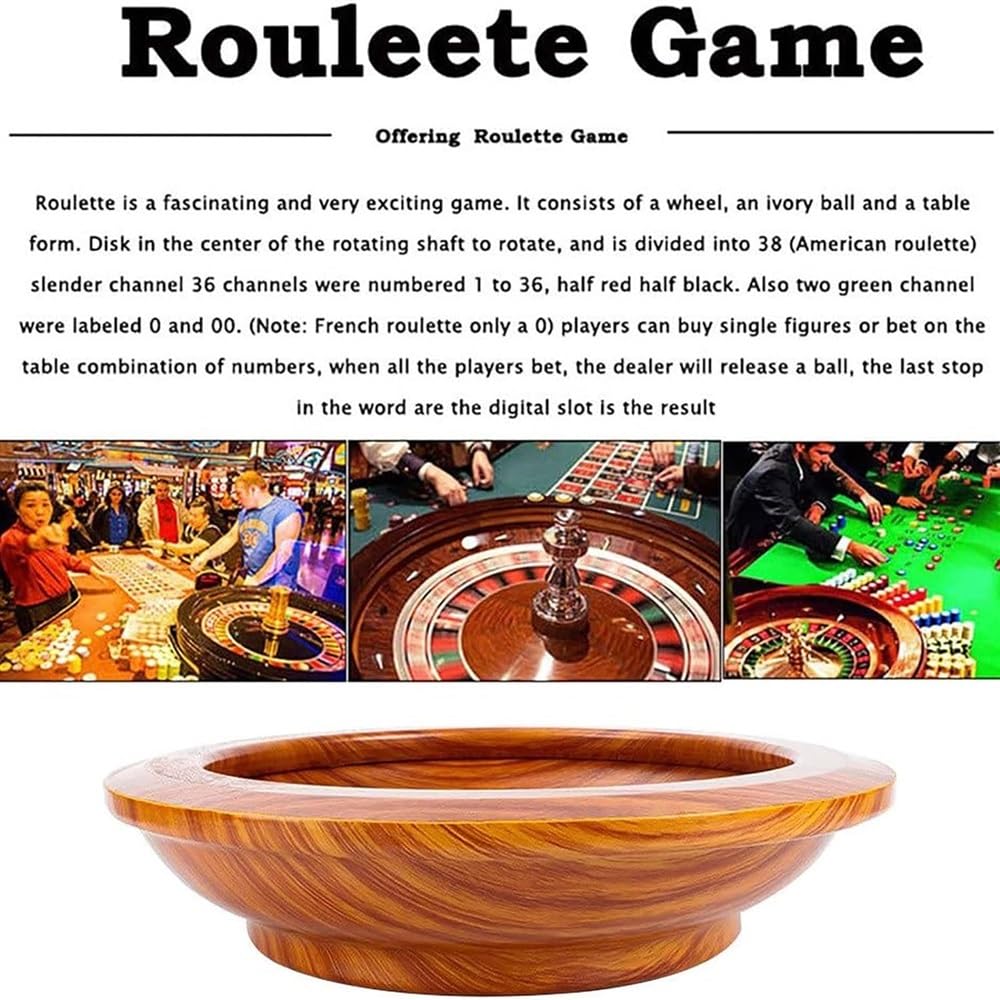 Rueda de apuestas de Madera de Lujo de Clase Casino Ruso de 12 ", Juego Completo de Ruedas de Ruleta de Madera, con Plato Giratorio de Caoba, Juego de Ruleta