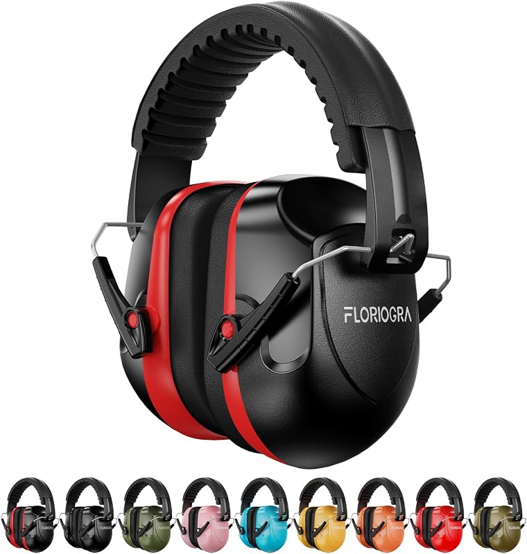 Floriogra Noise Reduction Ear Muffs, NRR 34dB Ear Protection, Hearing Protection Noise Cancelling Headphones for Adults Kids Autism, Shooting Ear Protection for Gun Range, Mowing, Construction