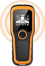 Scanner de parede 5 em 1 – Detector para madeira, metal, vigas, tubos e fios AC, versão atualizada de chip inteligente, tela LCD de alta definição e alarme audível