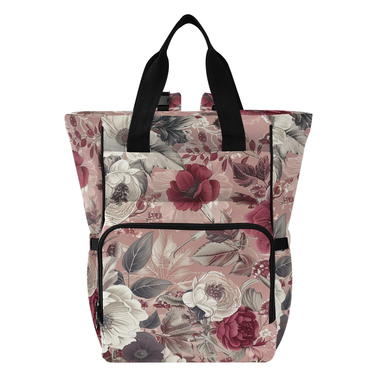 Baby Essentials torba na pieluchy boho bordowy kwiatowy