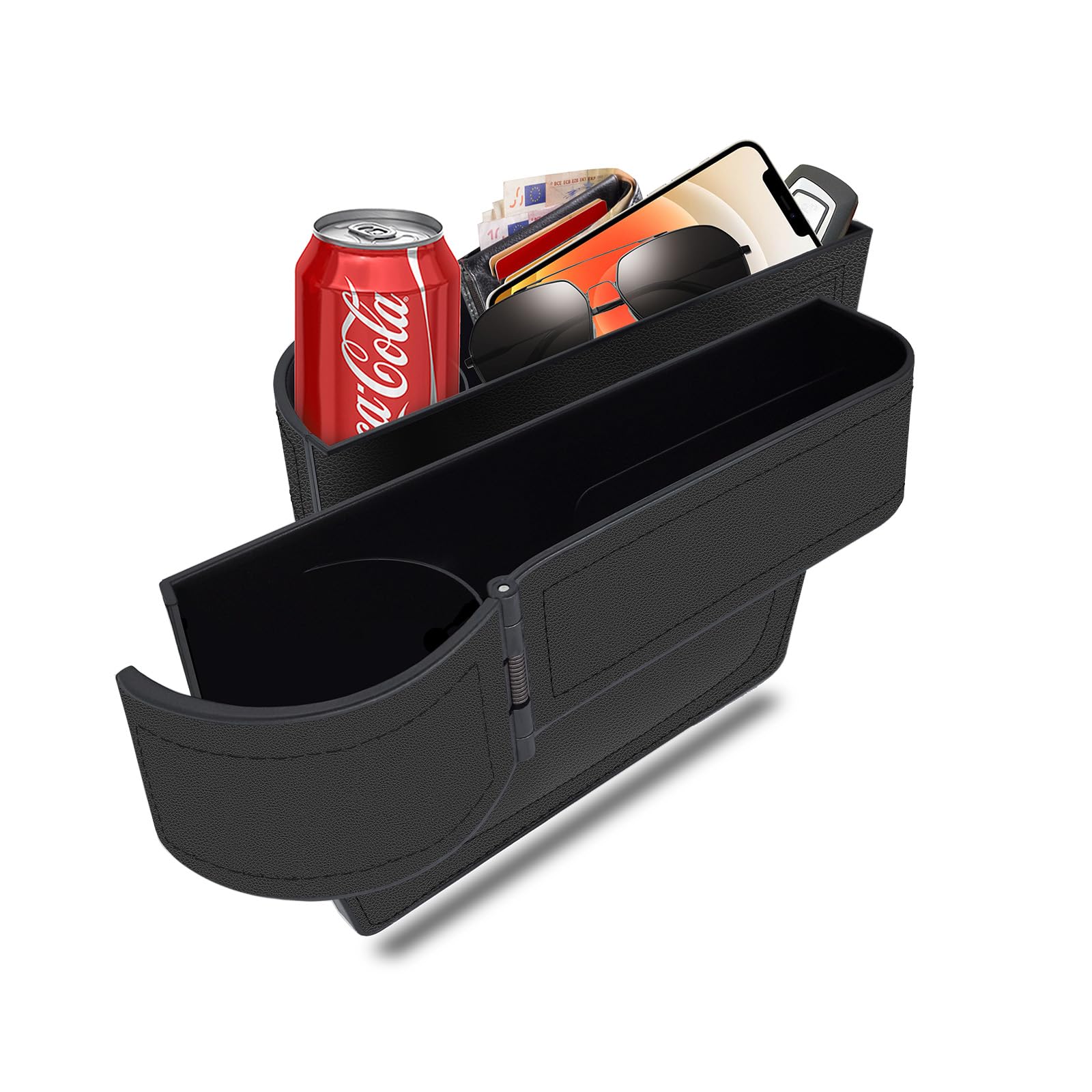 BAILISI Car seat gap filler organizer,multifunctional car seat organizer,Adjustable Cup Holder car console side storage box Holders phone, sunglasses,car accessories (Black style 3)