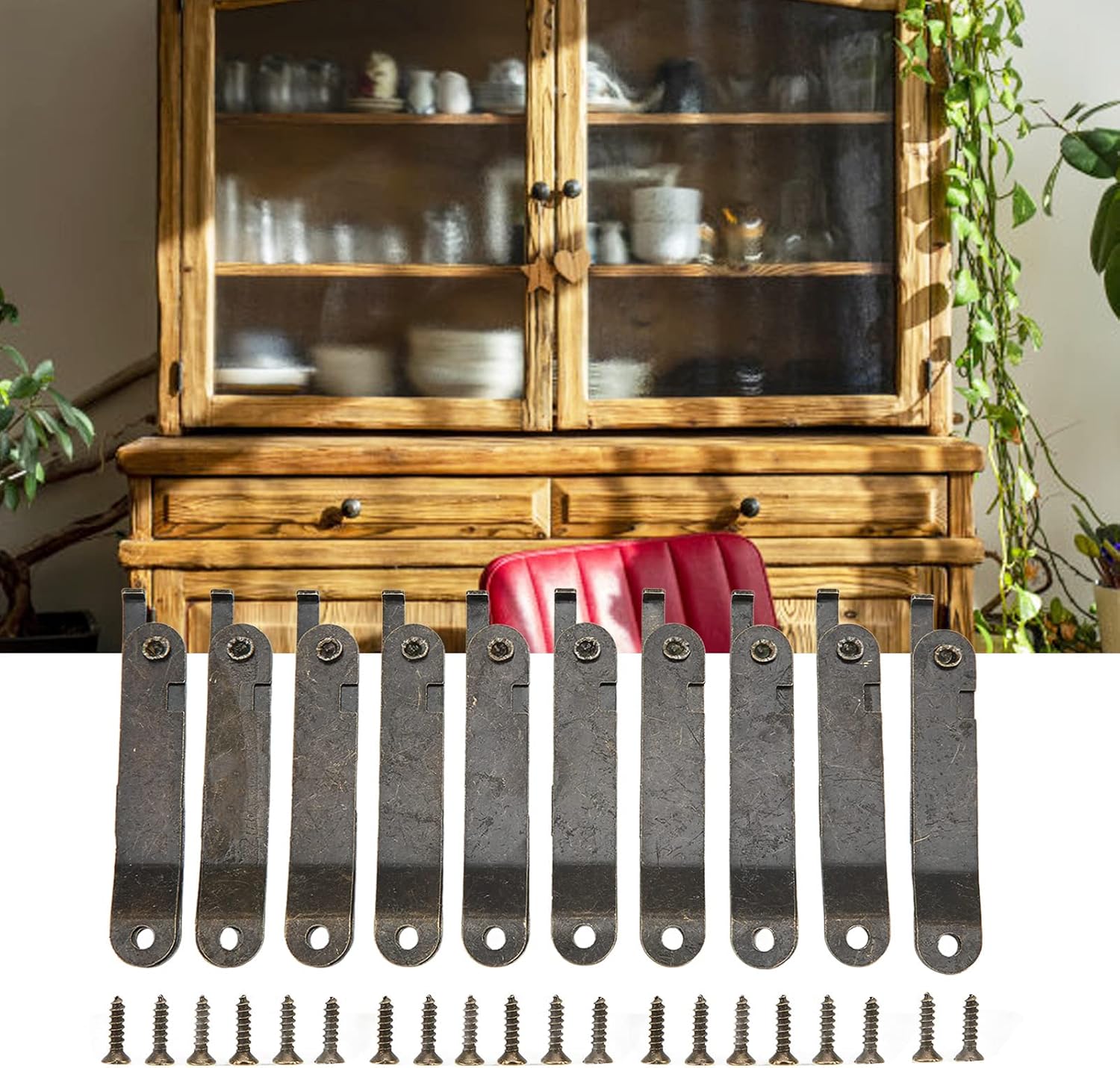 10 Set Folding Lid Support Hinges, Antique Lift Up Stay Hinge image 5