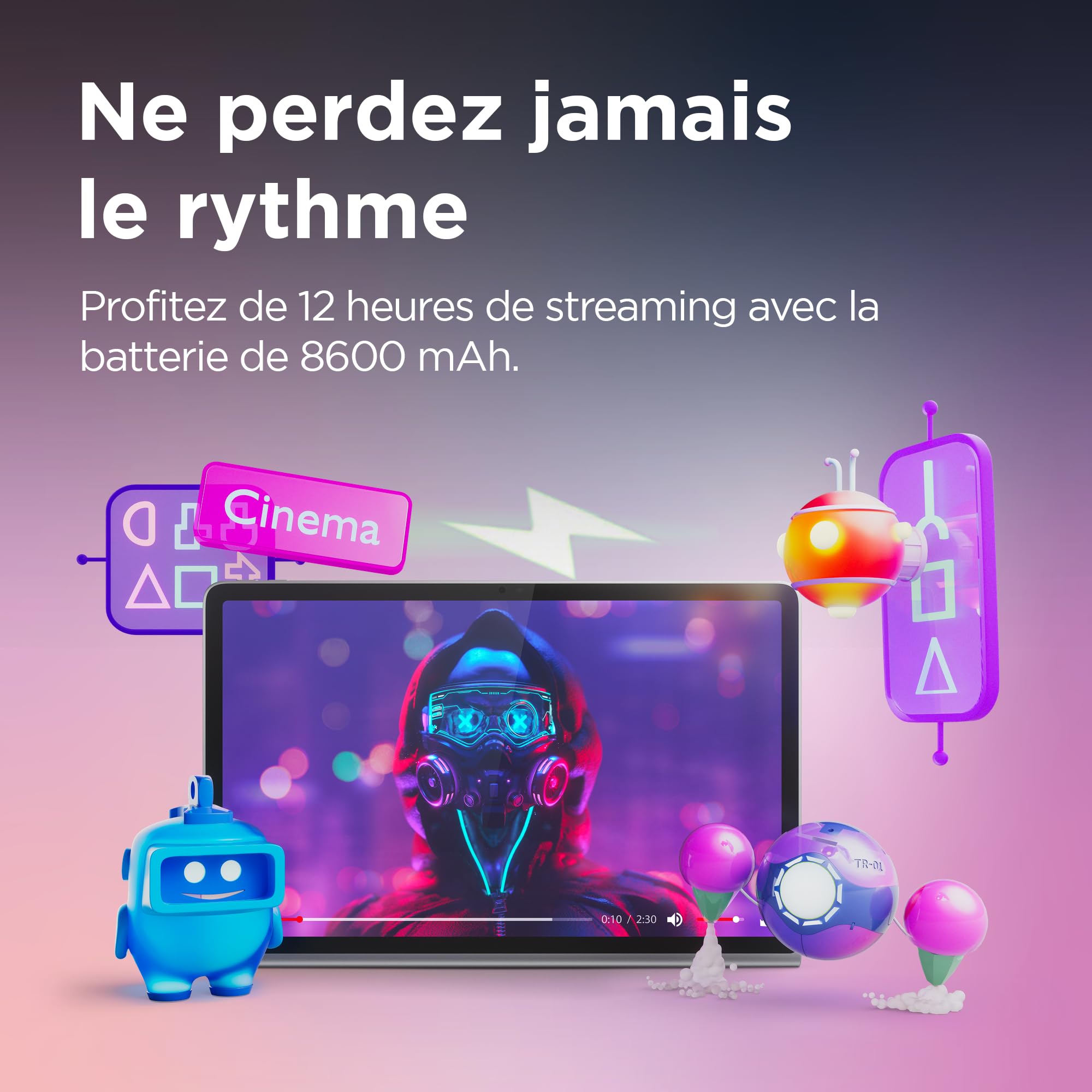 Lenovo Tab Plus - Tablette Tactile 11.5 2K Full HD Dolby Atmos JBL(Mediatek G99, 8Go de RAM, 128Go eMMC, Android 14, WiFi+Bluetooth) - Luna Grey