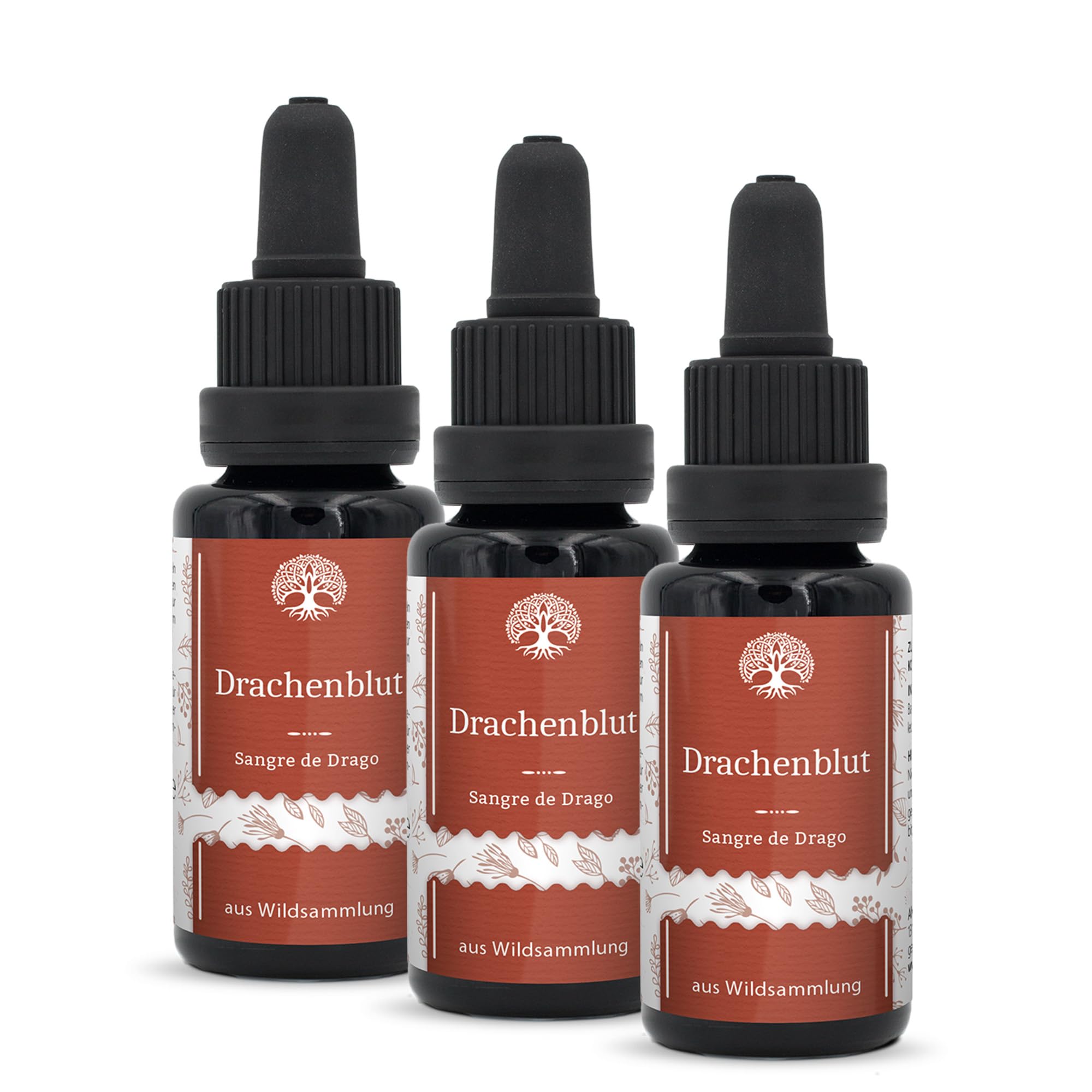 Waldkraft Drachenblut Sangre de Drago 100% rein unverdünnt Wildsammlung Ecuador Kosmetik-Rohstoff 3x 50ml Mironglas Pipette Made in Germany