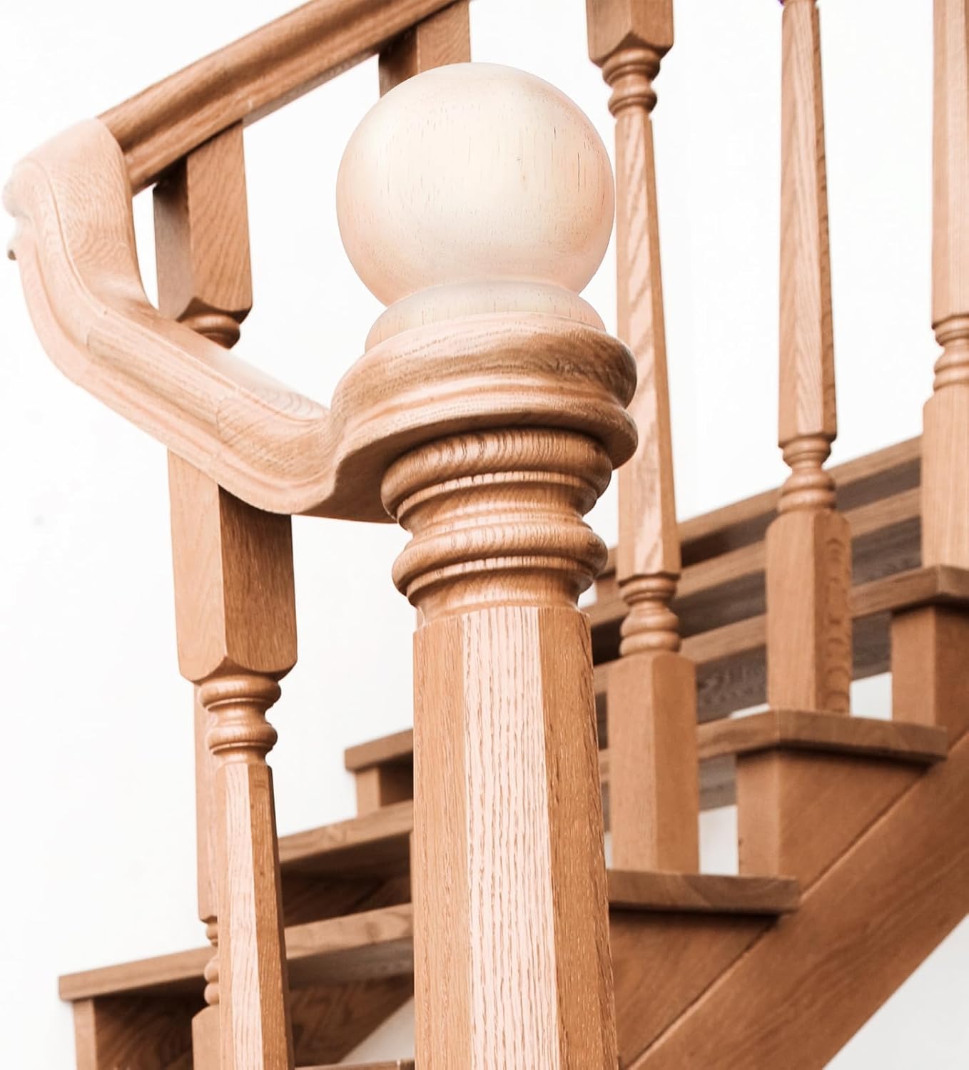 4 Pack 2.5" Round Wood Ball Curtain Rod Finial with Screw Newel Post Cap Wooden Finials Decorative for Bed Post DIY Crafts