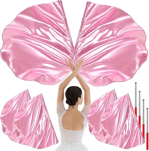 Vista 12 de Juego de 4 Banderas de Adoración para Danza de 29.5 x 39.3 Pulgadas, Banderas de Alabanza para Iglesia con 4 Varillas Escalables para Niñas