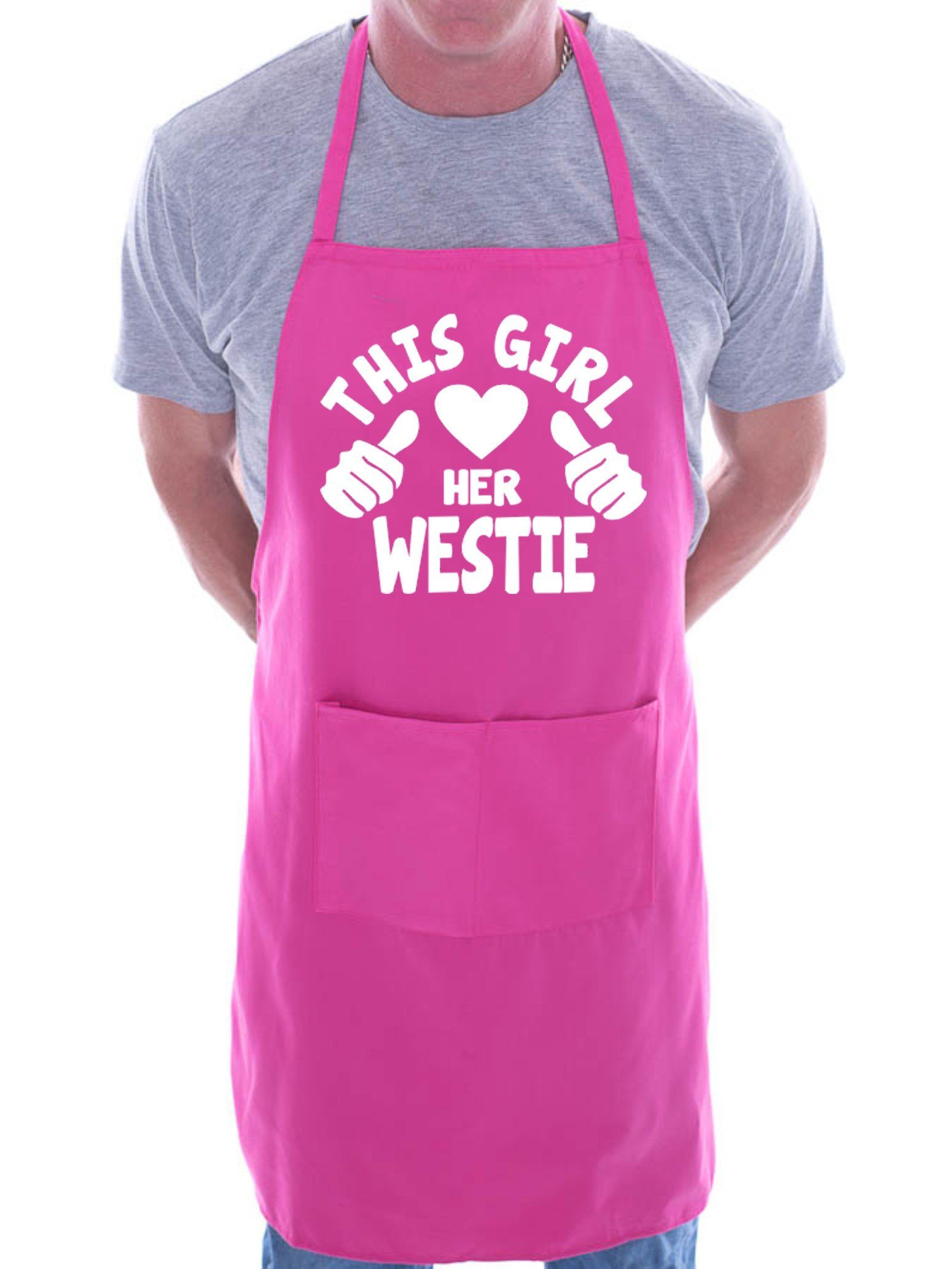 Print4u Boys Pink This Girl Loves Her Westie Dog Bbq Cooking Funny Novelty Apron