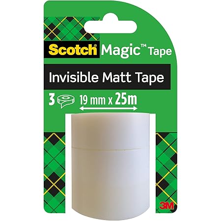 Scotch Invisible Tape, 3 Refill Rolls 19 mm x 25 m, perfect for schools, home and offices