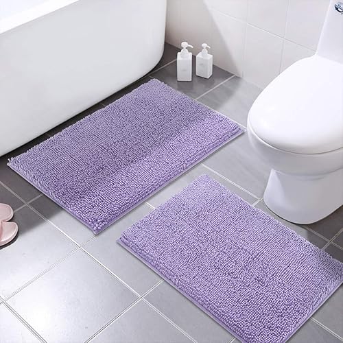 Miniatura 1 de MAYSHINE Juego de 2 alfombras de baño grandes, tapetes de baño de microfibra de felpilla suave y absorbente, respaldo de PVC antideslizante, lavable