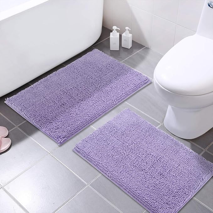 MAYSHINE Bathroom Rug Set 32x20, Soft Plush Chenille Bath Mat, PVC Non Slip Backing