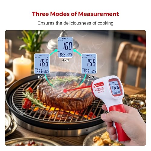 Miniatura 2 de Termómetro infrarrojo para carne, pistola de temperatura láser, -58  1112 F, pistola de temperatura IR digital DS 121 con emisividad ajustable y