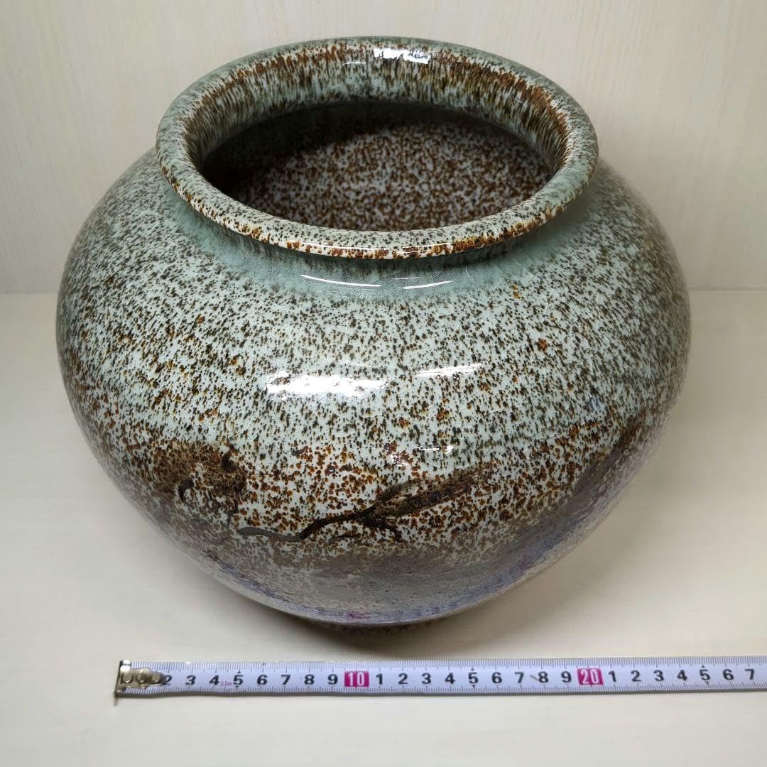 Amazon.co.jp: 大堀相馬焼 雅物 鉄砂 駒絵 高さ約22センチ 花瓶 壺