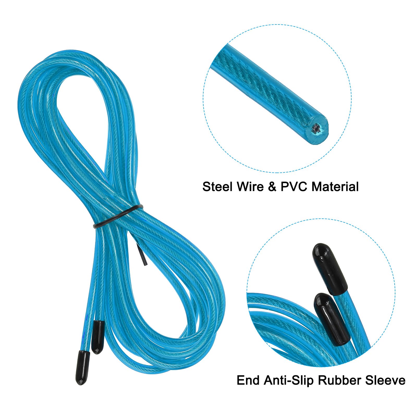 PATIKIL 10Ft Speed Jump Rope Replacement Cable, 4 Pack 4.5mm Professional Skipping Rope Replacement for High-Speed Jump Ropes, Blue - Image 4