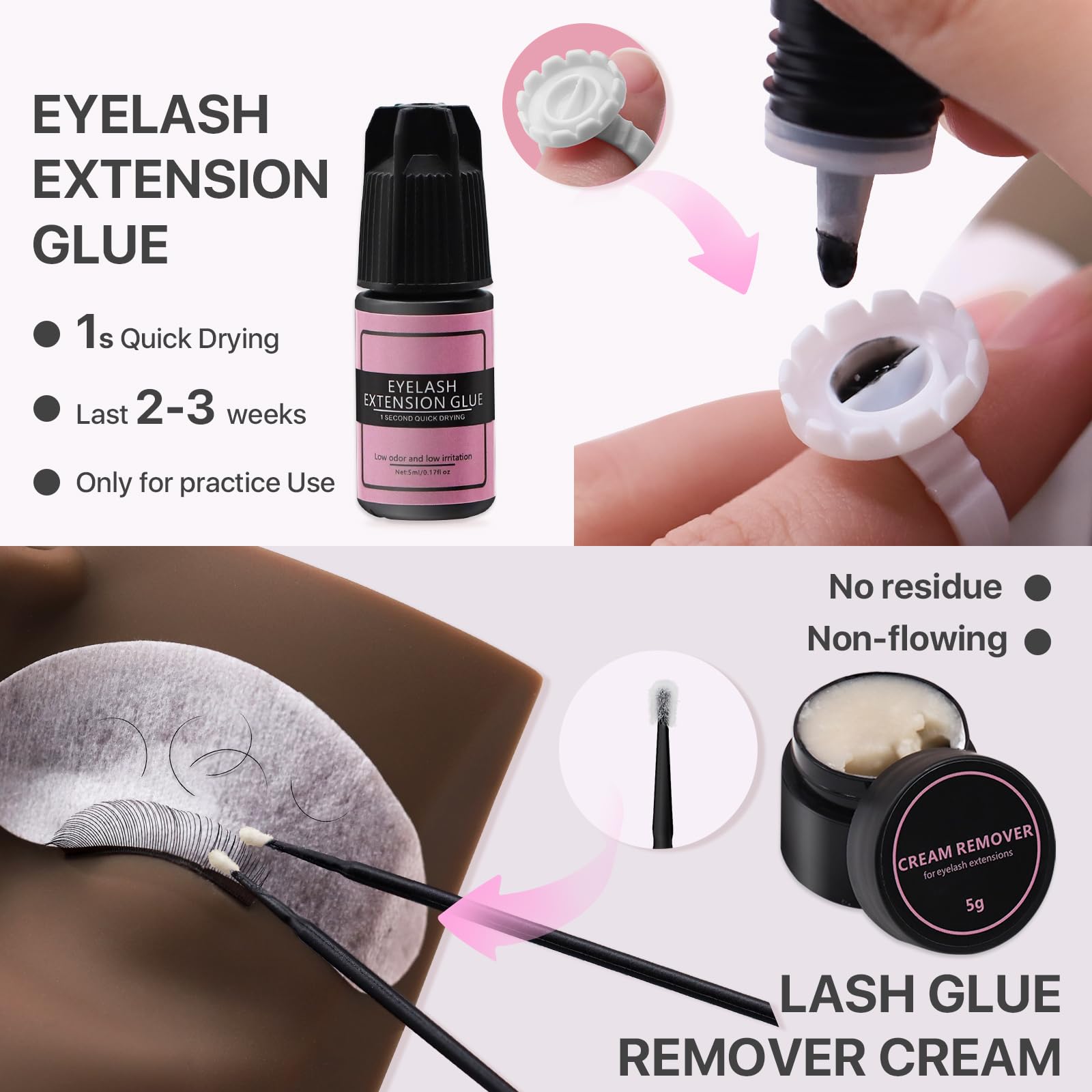 Eyelash Extension Training Kit with Mannequin Head and Tools
