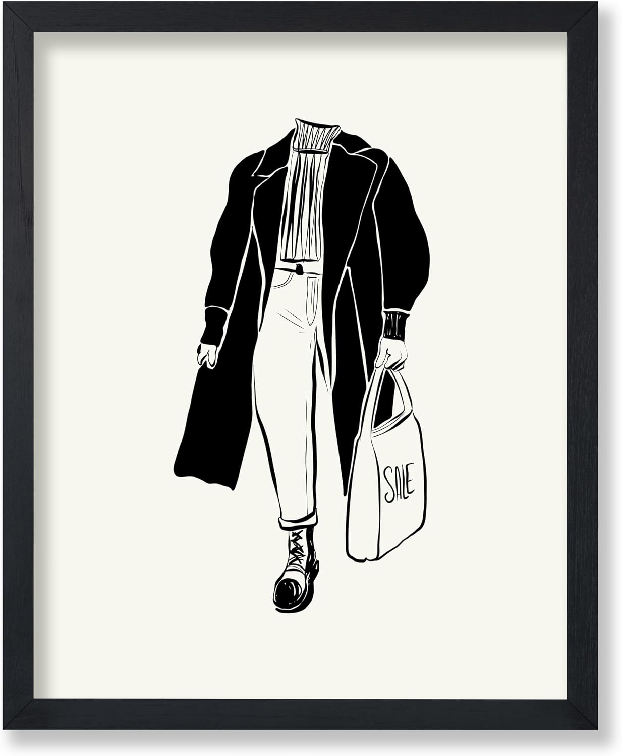 Poster Master Fashion Poster - Retro Groovy Woman Print - Shopping Art - Abstract Print - Drawing Design - Trendy Design - Line Artwork - Minimal Office or Girls Bedroom Decor - 8x10 UNFRAMED
