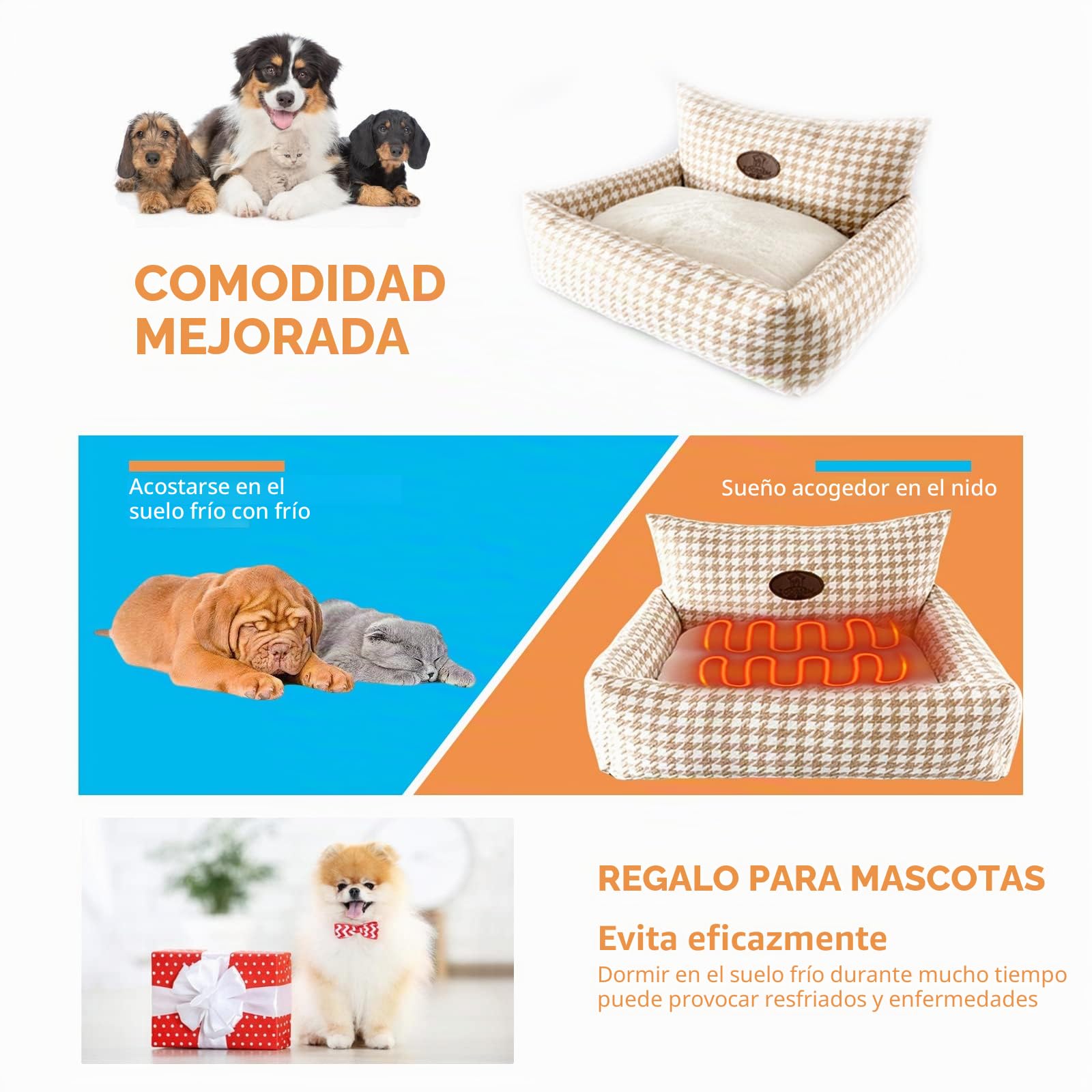 PETCUTE Cama para Perros Medianos y Grandes,Super Cómoda Camas para Mascotas con Fondo Antideslizante,Sofá Cama Ortopédica para Perros con Funda Desenfundable y Lavable
