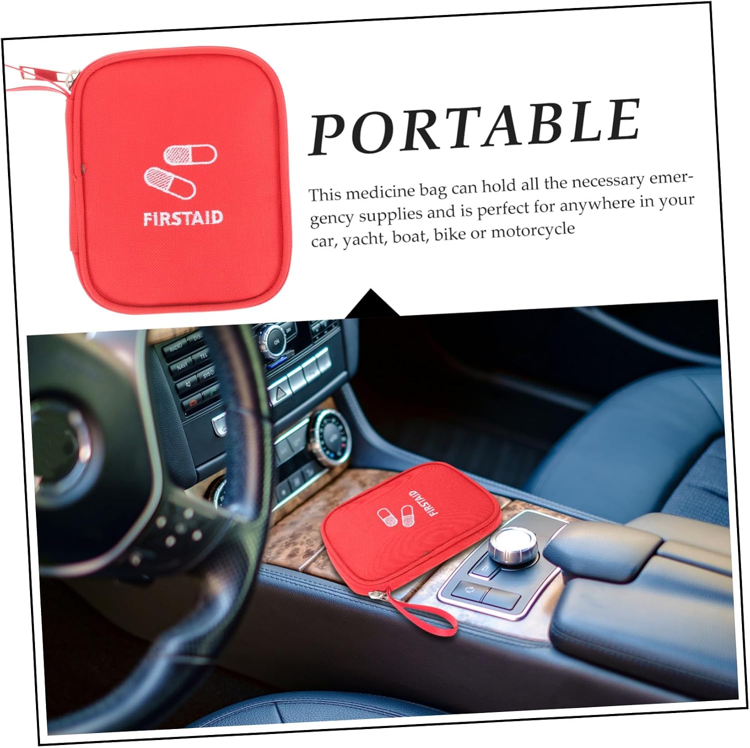 Portable Small First Aid Storage Bag Compact Organizer for Travel Hiking Camping Lightweight Medicine Storage Pouch Emergency Kit for Home Office Outdoors