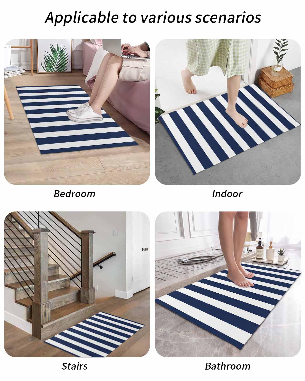 Amazon.com: Navy Blue Stripes Door Mat Indoor Welcome Mat Front
