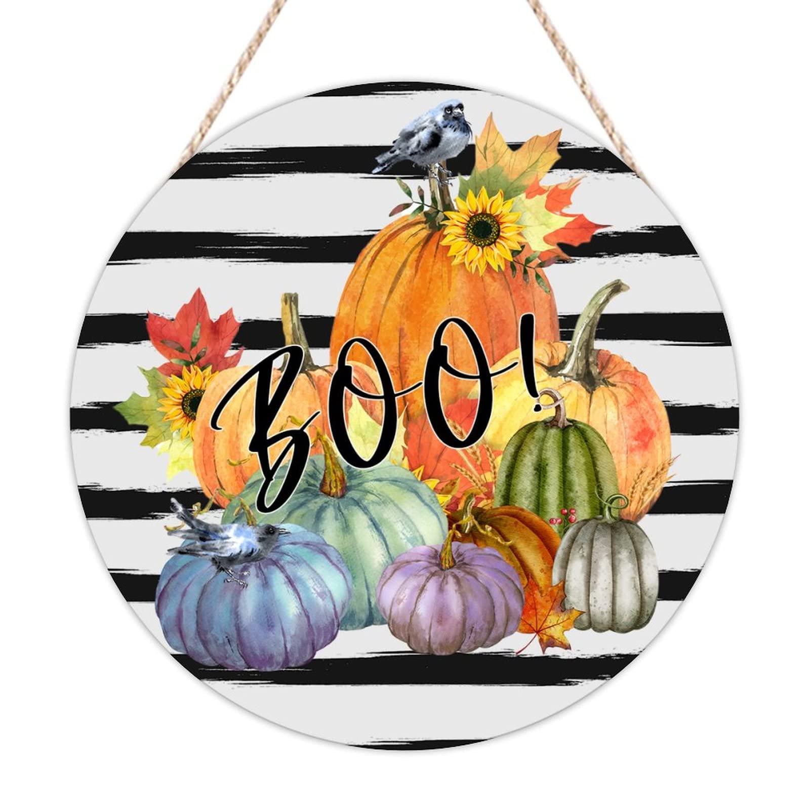 Panneau bienvenue Halloween en bois Boo décoration murale rustique