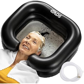 inflatable hair wash basin - portable set for hair washing - hair wash basin for seniors - hair wash basin for dreadlocks for home - black