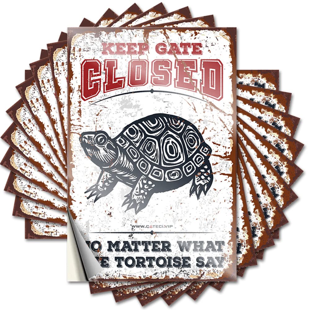 Fzfn Colour Backyard Decor Quote Helmet | Keep Gate Closed No Matter What The Tortoise Say Cats Farmers Sticker Pack(12X18cm)