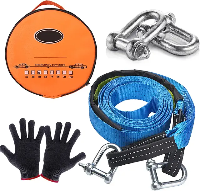 Sangle de Remorquage UIHOL 5M 9T avec Manilles et Gants - Version Améliorée