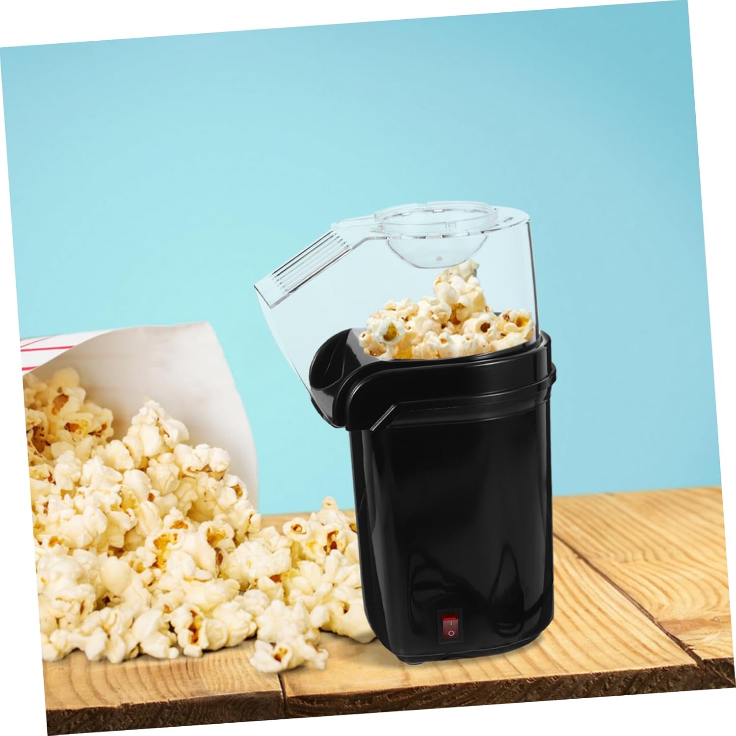Electric Hot Air Popcorn Machine Automatic Healthy Snack Maker with Scoop for Adults Home Movie Nights Party Black