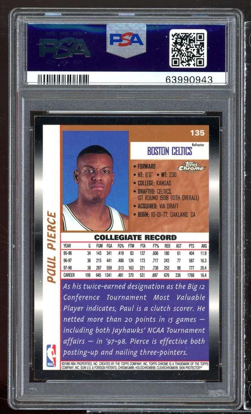 1998-99 Topps #135 Paul Pierce ROOKIE RC PSA 8 Graded Basketball Card NBA Boston Celtics 1998-1999 98-99