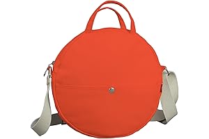 Circle Satchel - Modern Orange Personal Daily Essential with Crossbody Canvas Tote