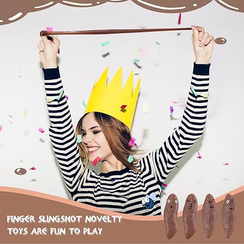 Miniatura 6 de Jerify 24 piezas divertidas de tirachinas de dedo, juguetes elásticos para caca y tirachinas de goma, juguete falso, adorno de hondas, juguetes para
