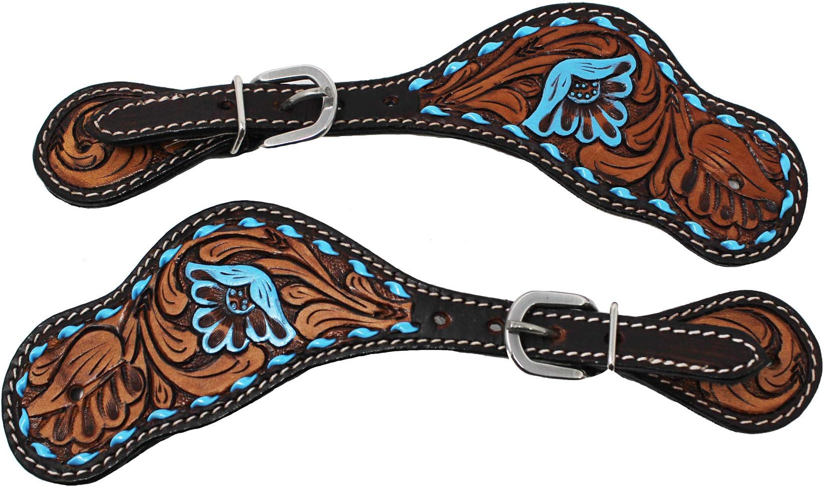 Horse Western Riding Cowboy Boots Leather Spur Straps Tack 74HR01