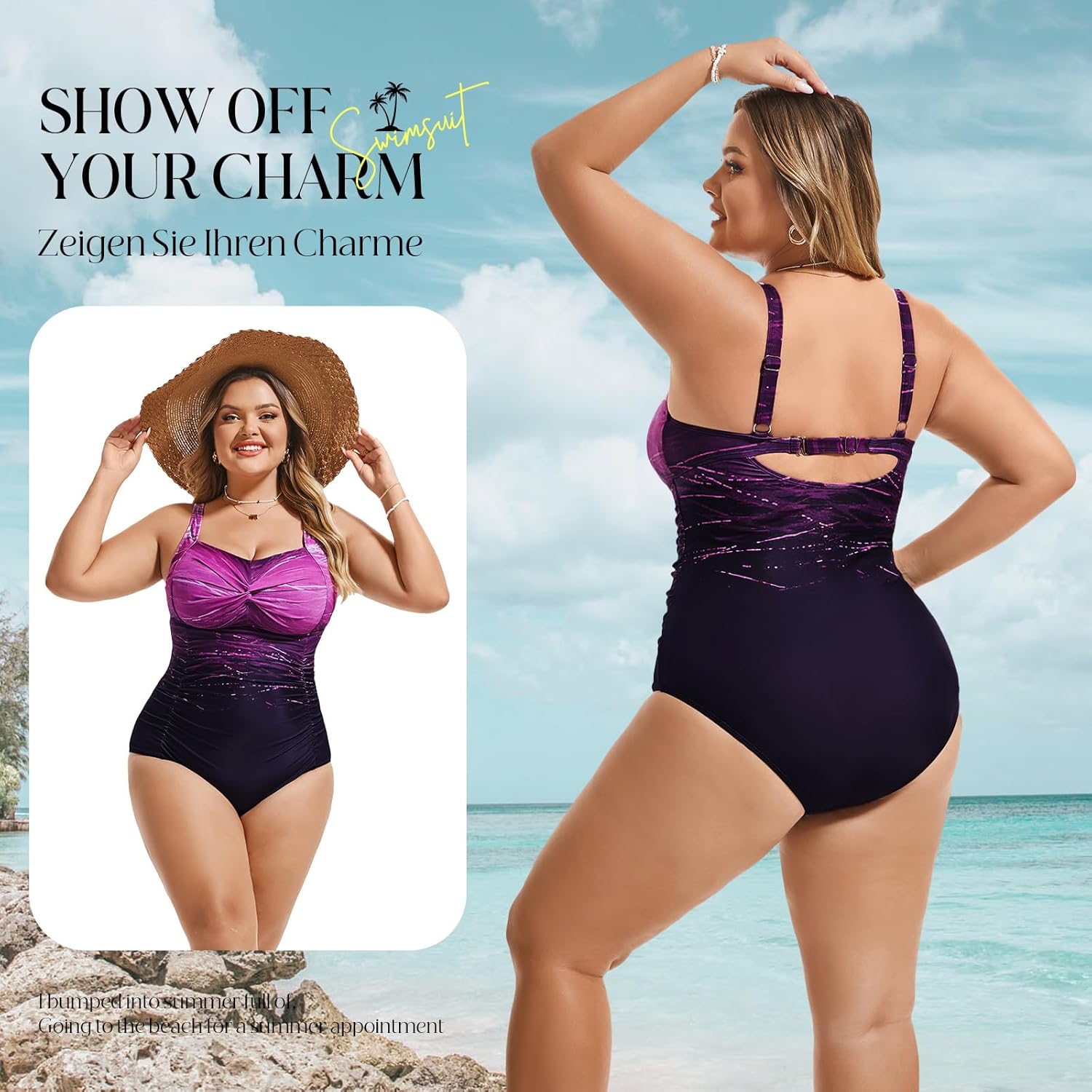 Hanna Nikole Women Plus Size One Piece Swimsuits Tummy Control Bathing Suit Twist Front Ruched Push Up Swimwear