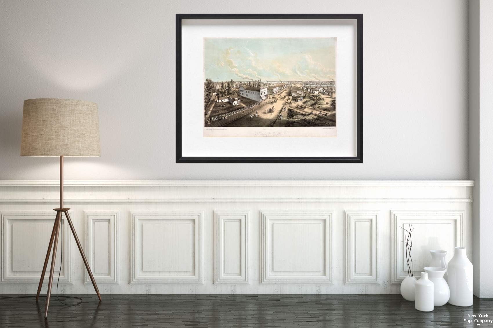 Map|OshKosh, WIS. from H.L. Cottrill's Block / / Lith.& published by Kurz& Seifert, Milwaukee, WIS; Drawn After Nature by L. Kurz|Vintage Fine Art Reproduction|Size: 18x24|Ready to Frame