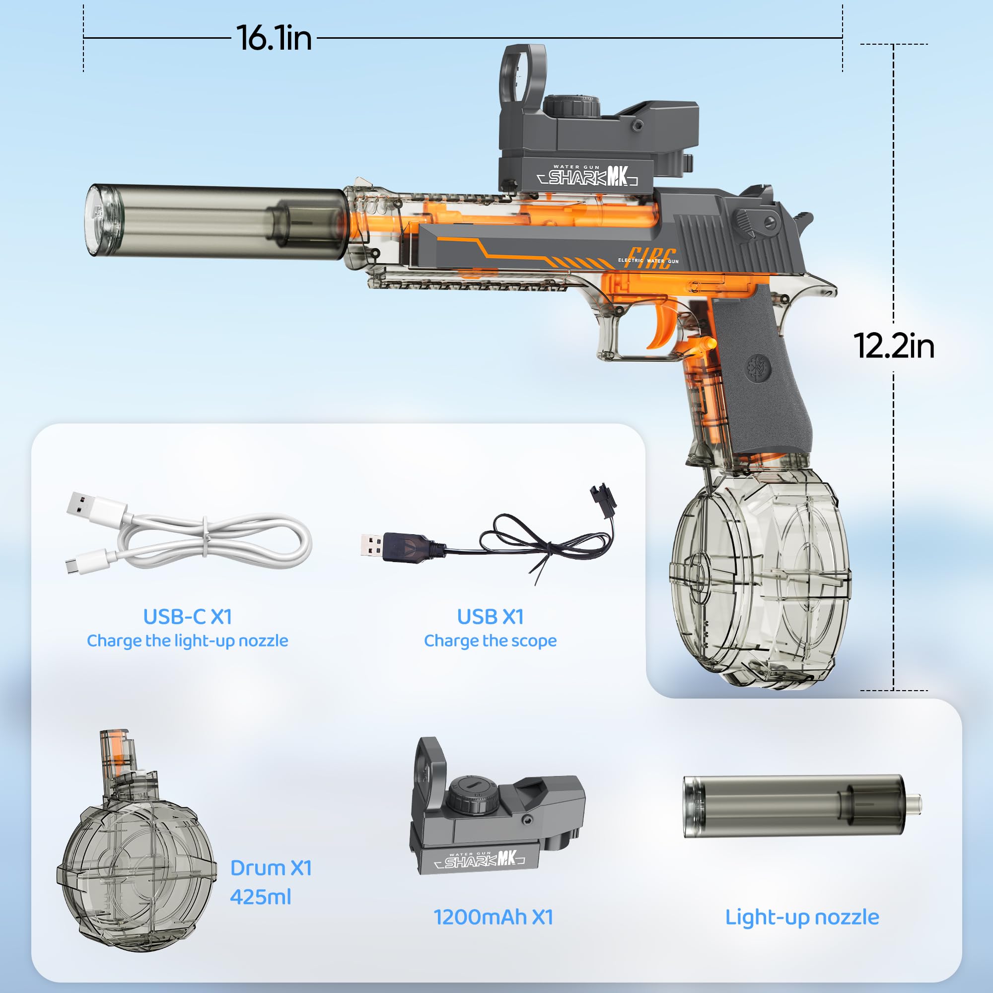 FunBlasters - Gel Blaster Gun AK47 - Pistolet à Bille Eau Electrique Automatique - 20000 Balles