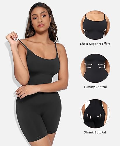 Miniatura 3 de FeelinGirl Body de una pieza para mujer, con tirantes delgados, moldeador de glúteos, pantalones cortos moldeadores de cuerpo