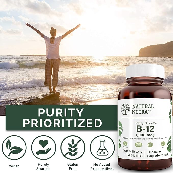 Natural Nutra B12 Metilcobalamina 1000mcg 100 Comprimidos Veganos miniatura 4