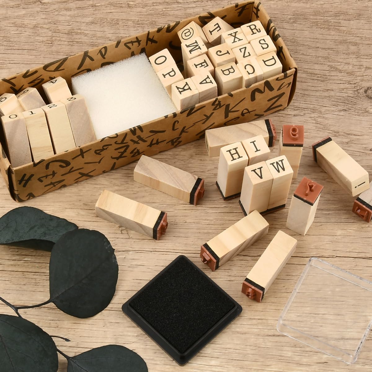 40 Pzs Sellos de Letras, OctBird Sellos de Madera con Letras,Sellos de Caucho de Madera Para Para Cuadernos de Bricolaje,Tarjetas de Felicitación,álbumes de Recortes más Tarjetas Sellos de Madera