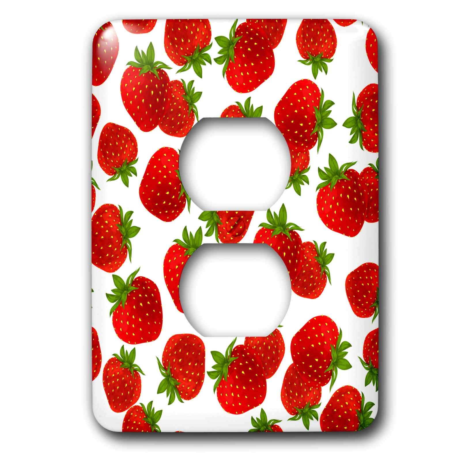 3dRose Pattern Illustration of Strawberry Fruit Food - Light Switch Covers (lsp_310970_6)