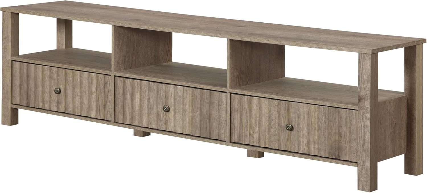 WAMPAT Modern TV Stand for TVs Up to 75 Inch, Vintage Grey Entertainment Center for 55/65/75 inch TV Console Table, Wood TV Console Media Table for Living Room Bedroom, 70 Inch