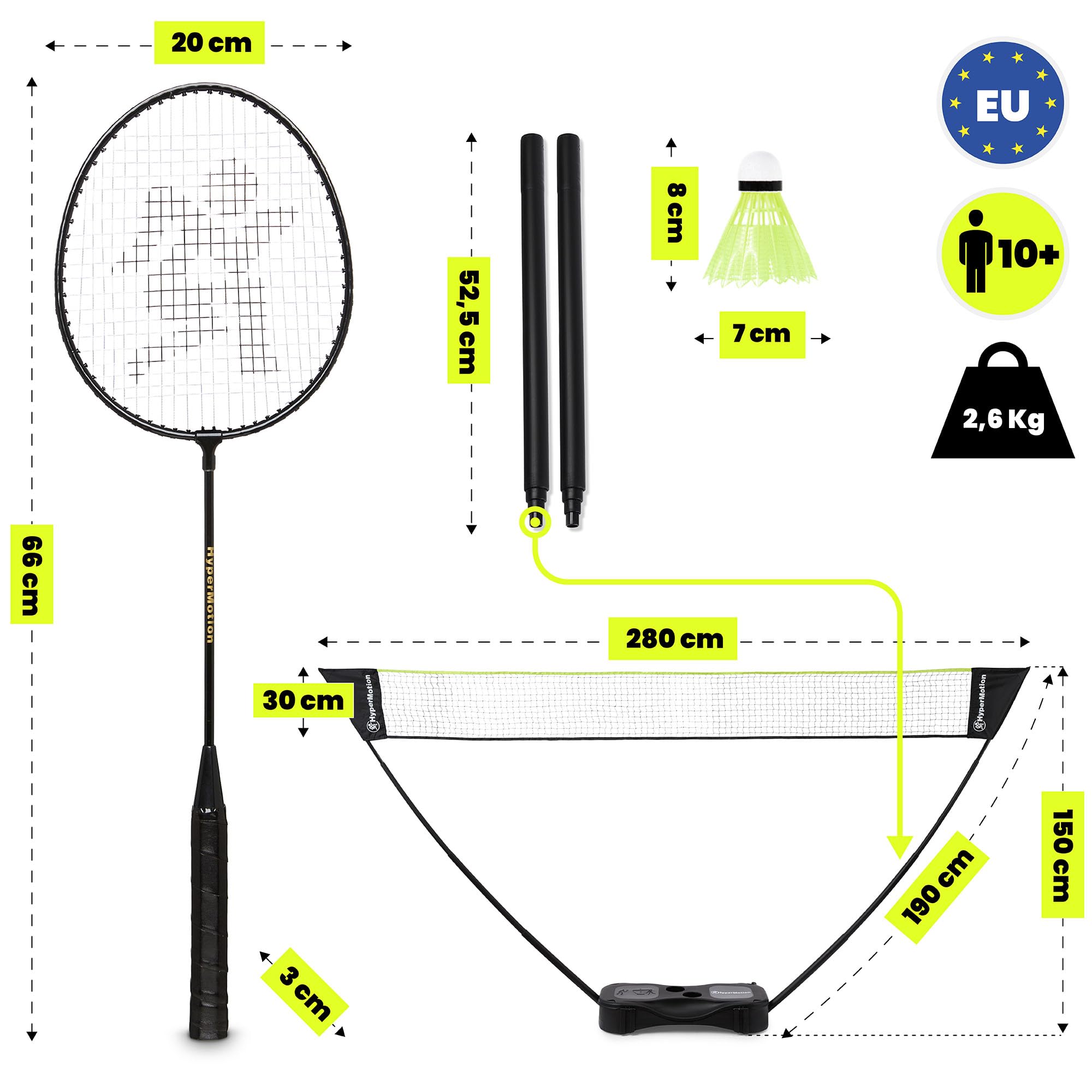 HyperMotion Racchetta Badminton - Racchetta Adulto in Acciaio con Borsa Oxford - Set Badminton Completo Giochi Esterni 0,75kg 10+