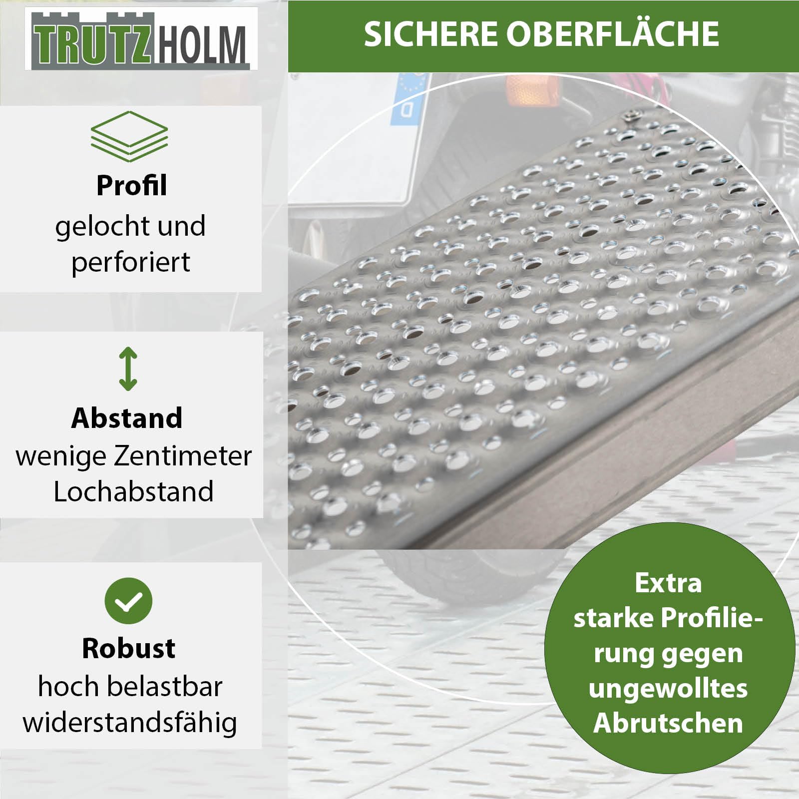 TRUTZHOLM 1 x Auffahrrampe 250 cm 500 kg Alu grau gebördelt Motorradrampe Verladerampe
