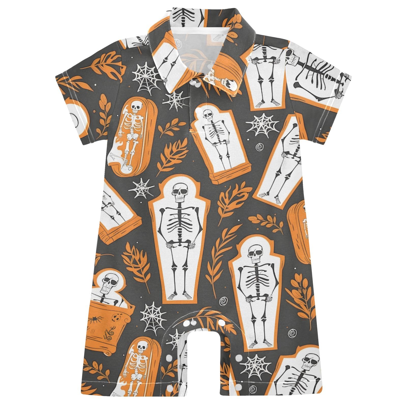 ALAZA Baby Girl Romper Short Sleeve Jumpsuit One-Piece Summer Outfits Halloween Zombie 0-3 month