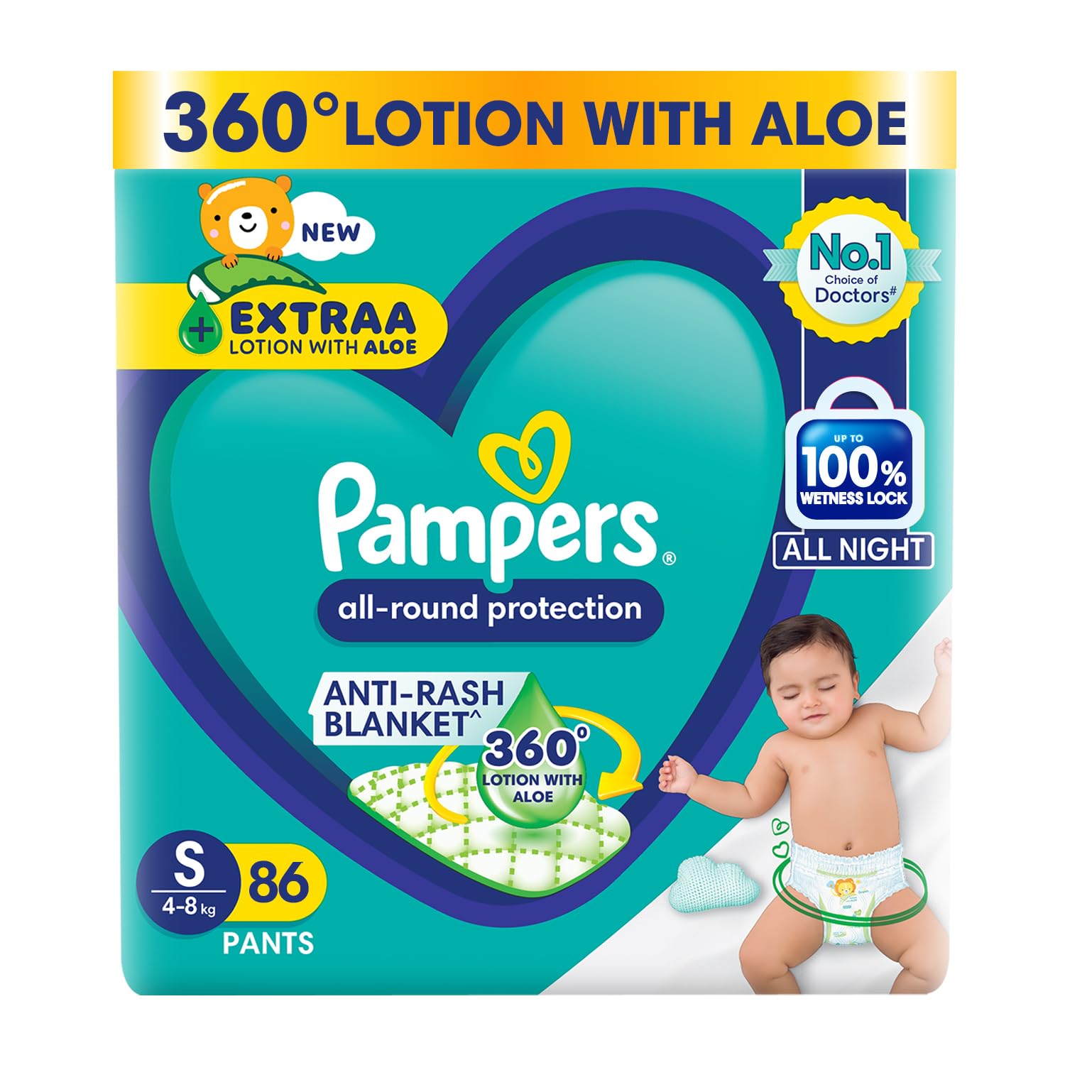 Pampers New Diapers Pants with Aloe Vera, Small, (86 Count)