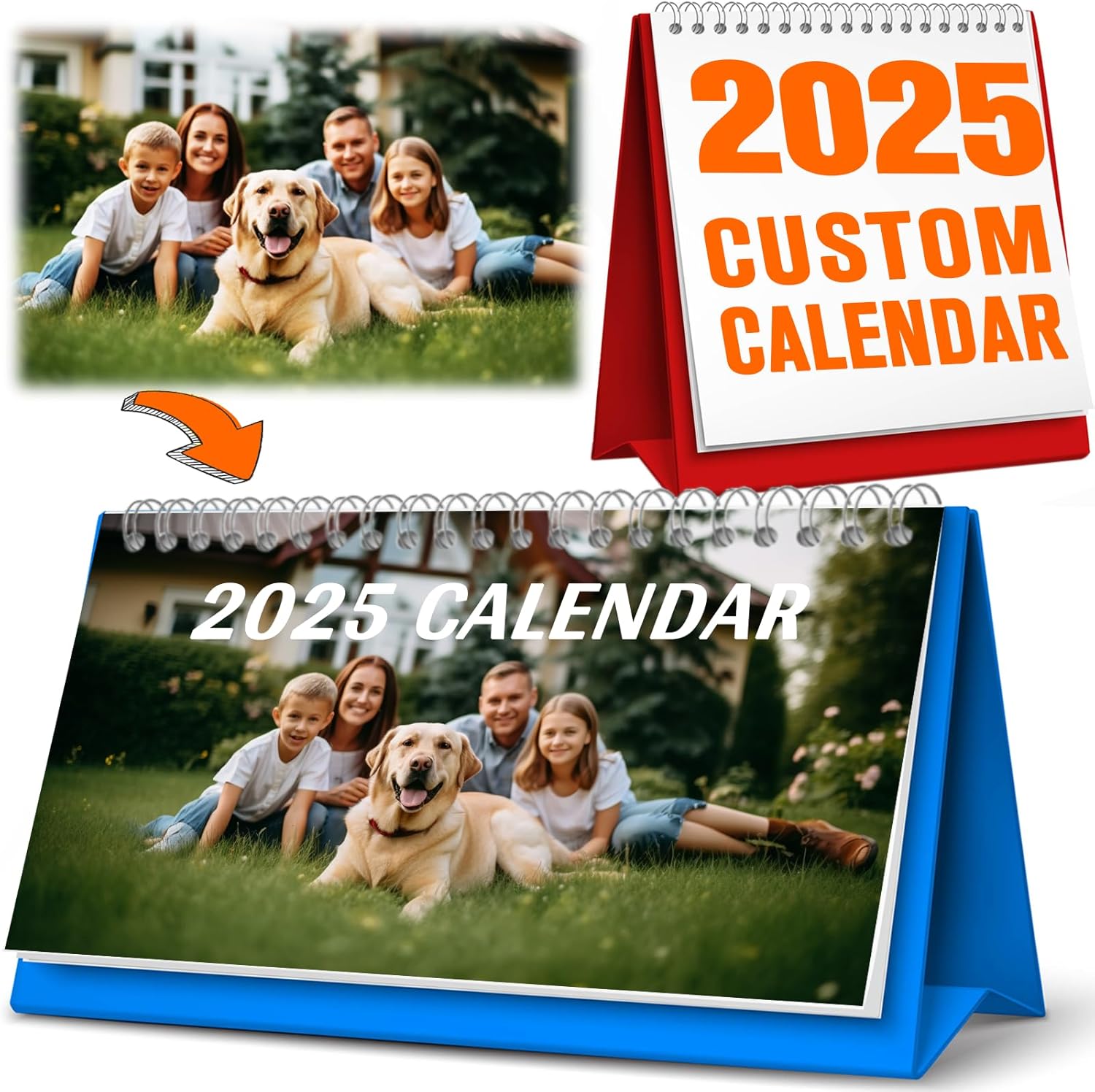 Custom Photo Desk Calendar 2025 2026, Personal Home Office